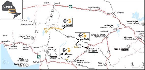 Copperfield and Stathearn township claims map