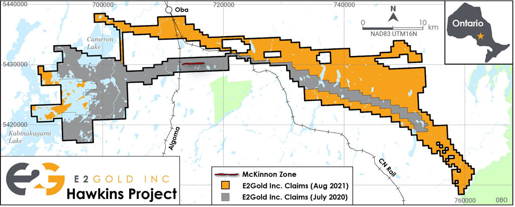 Figure 1: Total Hawkins land packaged, with new claims shown in hatching.